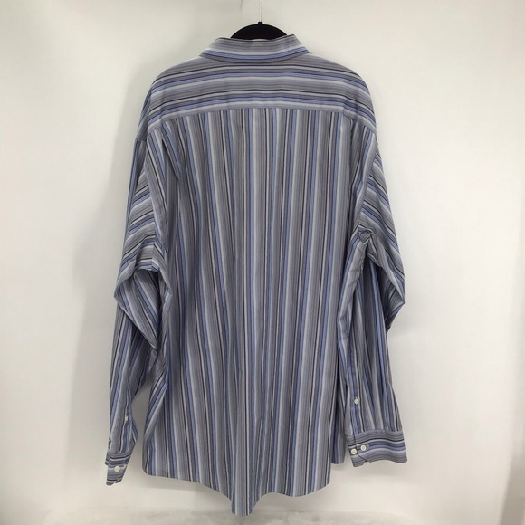 Pronto Uomo Men’s Non Iron Button-Down Casual Shirt Stripe Blue Career Size 2XLT - Picture 2 of 6